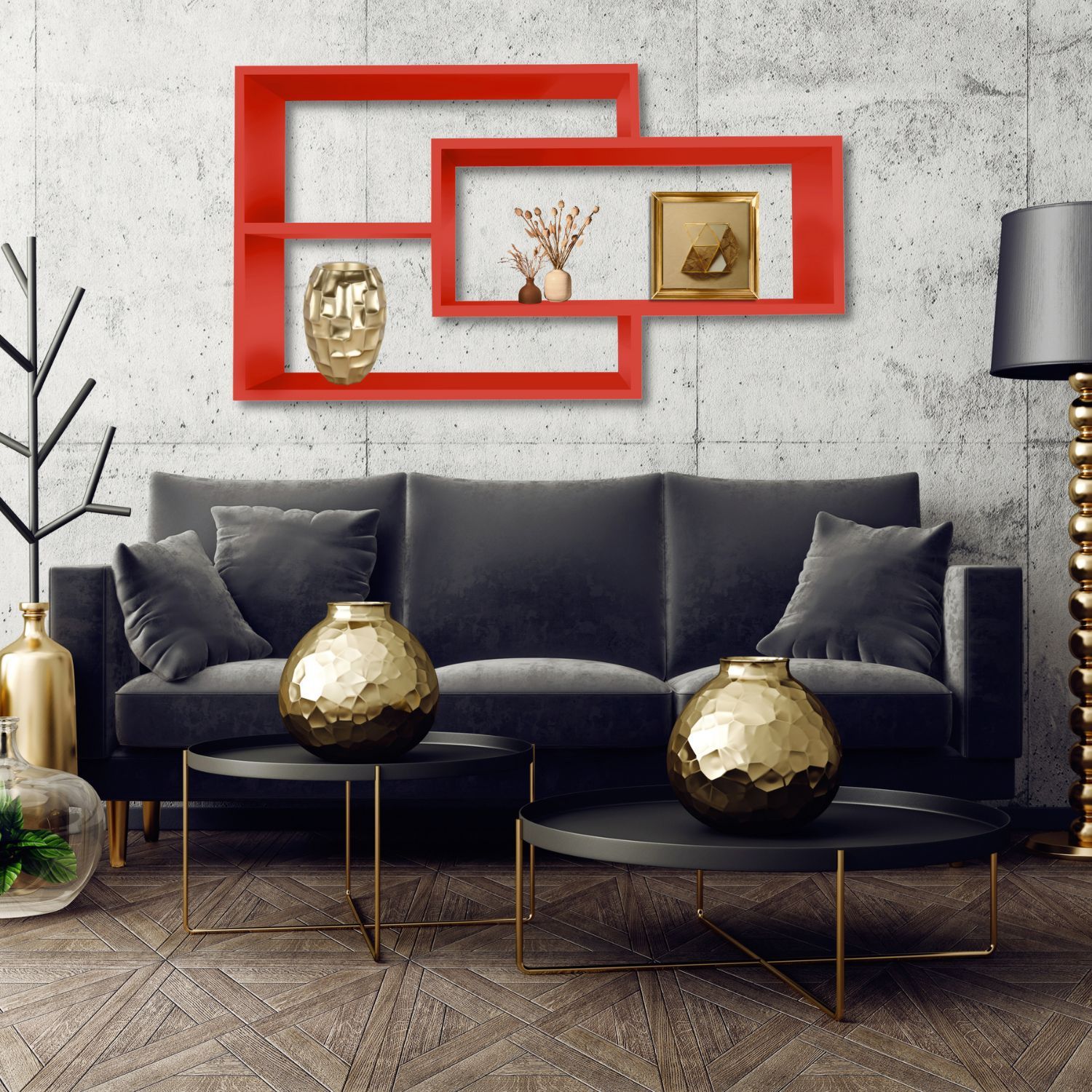 Wandregal Karo Schweberegal aus Holz