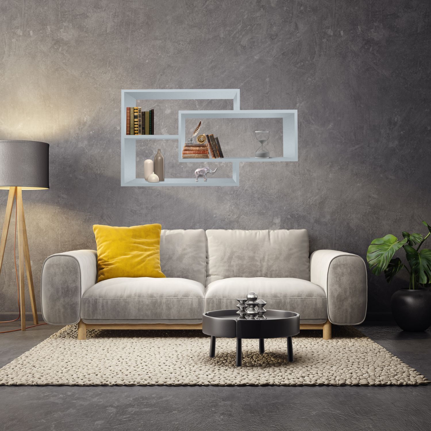 Wandregal Karo Schweberegal aus Holz