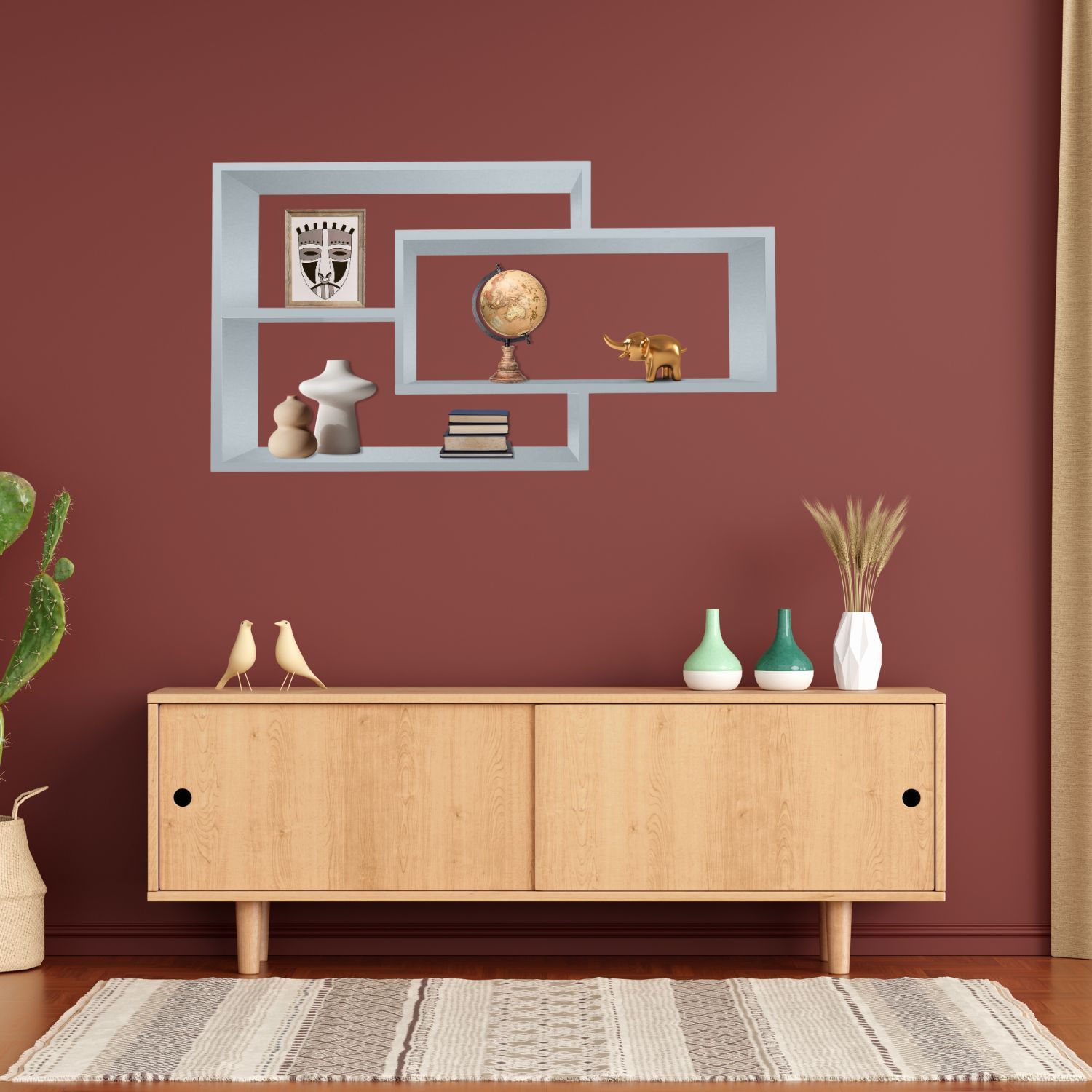 Wandregal Karo Schweberegal aus Holz