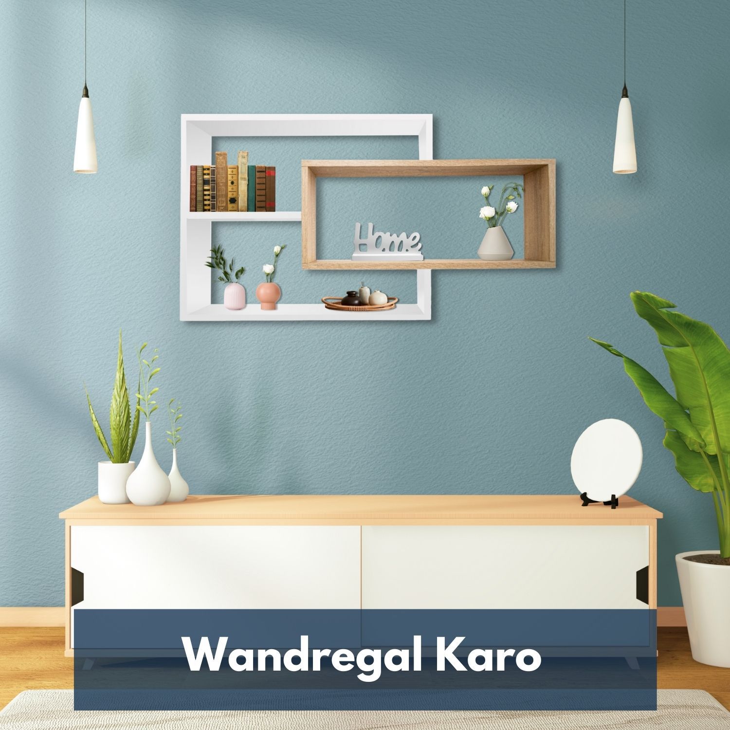 Wandregal Karo Schweberegal aus Holz