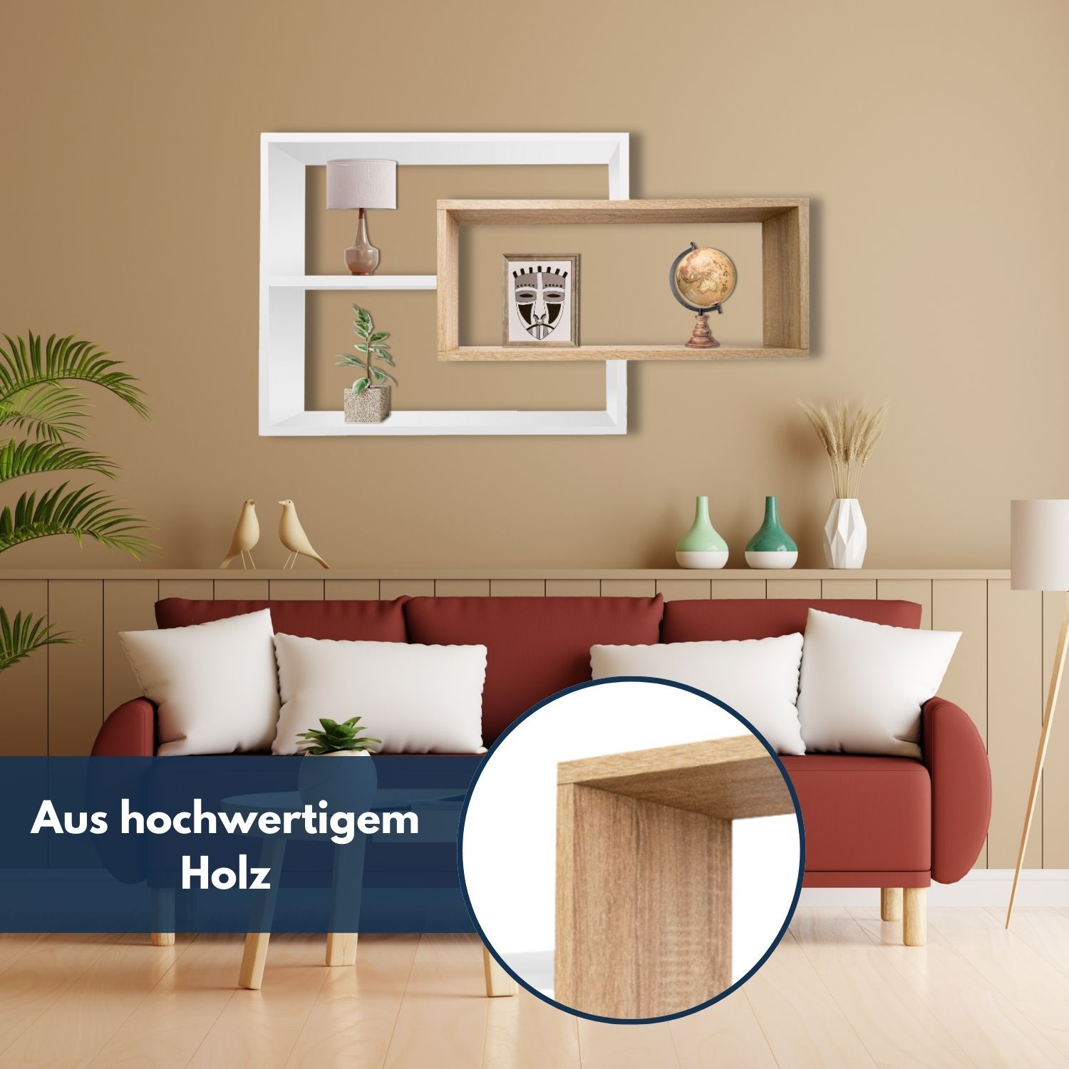 Wandregal Karo Schweberegal aus Holz