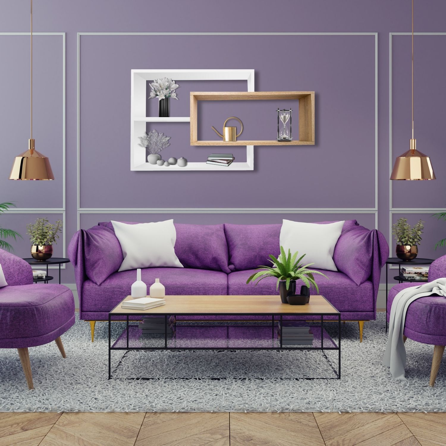 Wandregal Karo Schweberegal aus Holz