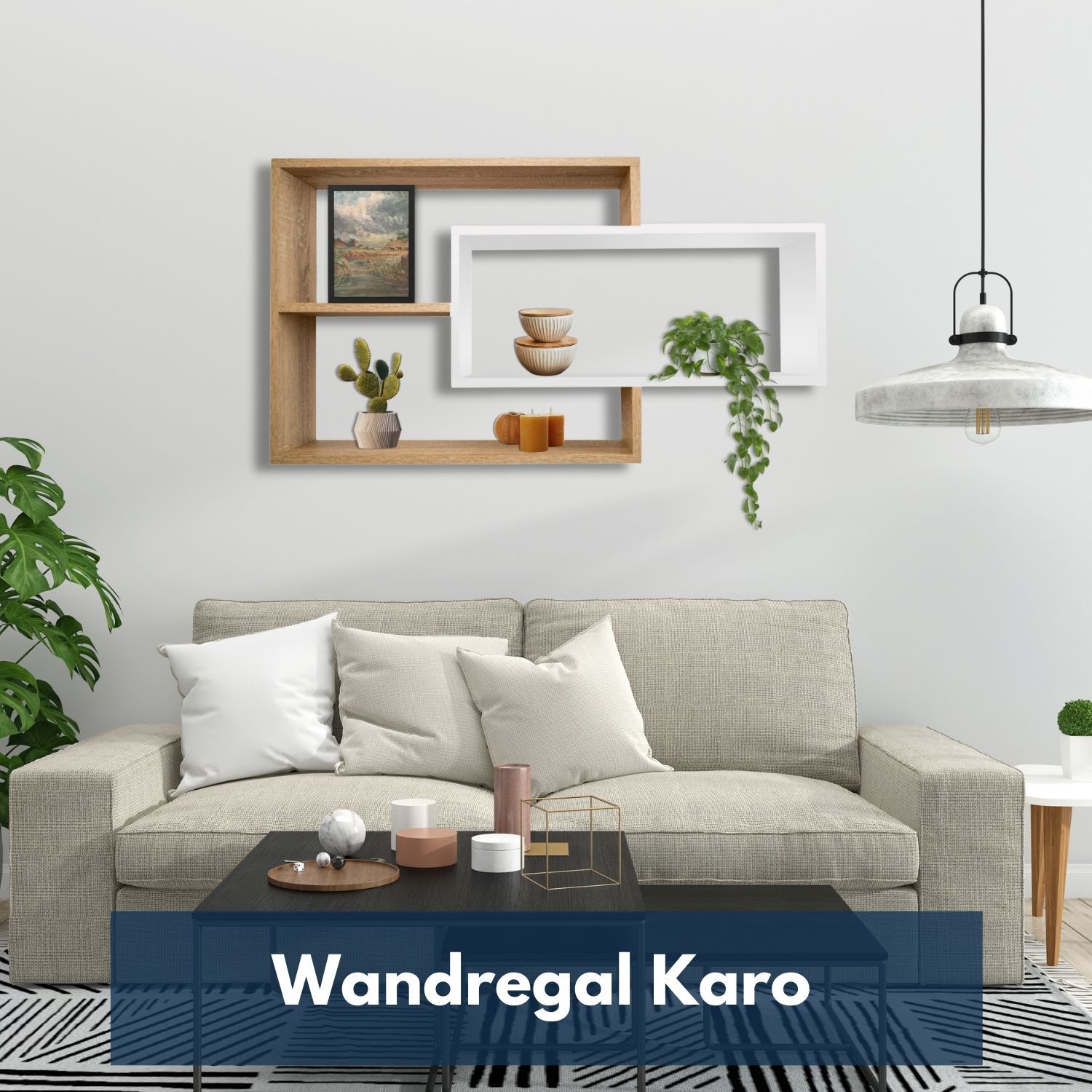 Wandregal Karo Schweberegal aus Holz