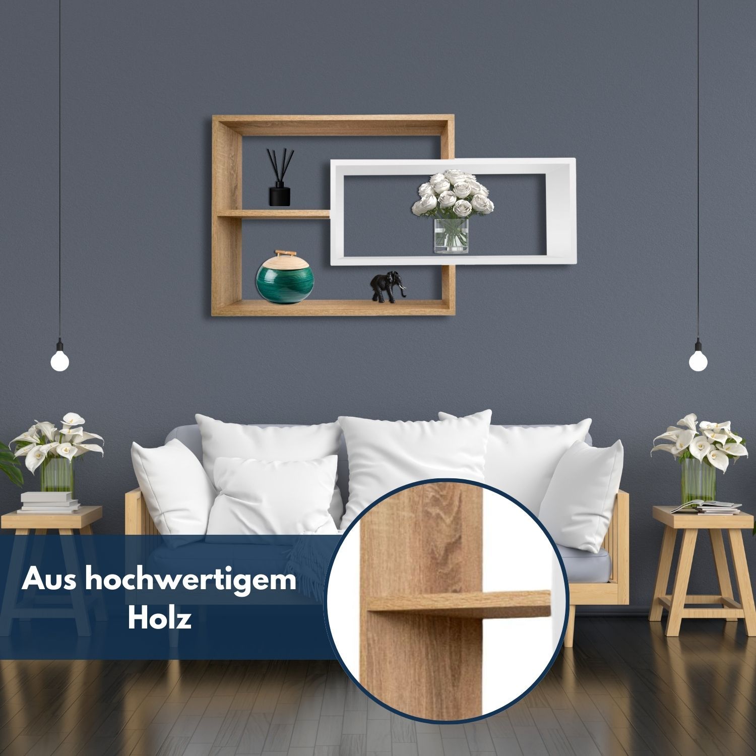 Wandregal Karo Schweberegal aus Holz