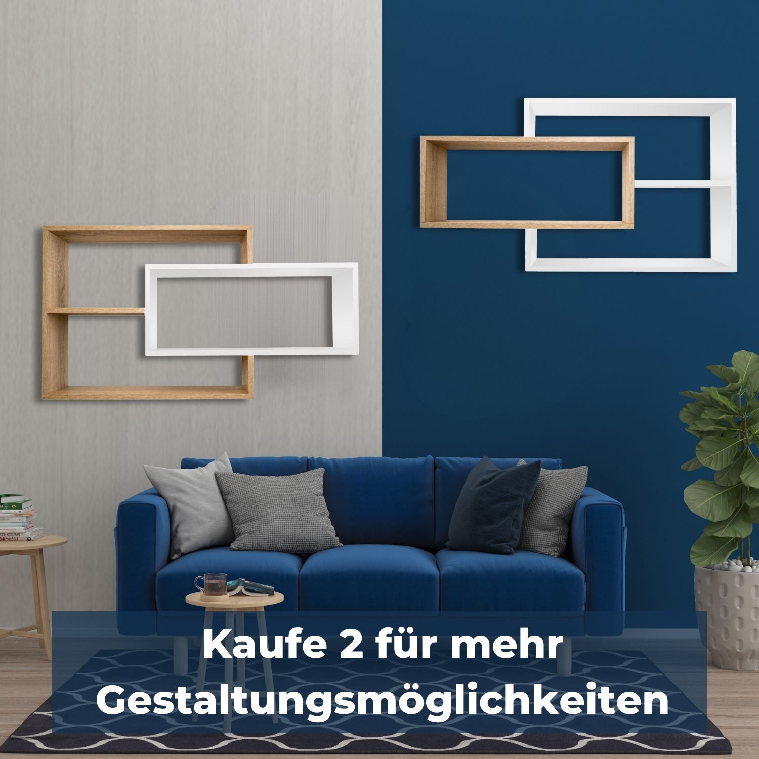 Wandregal Karo Schweberegal aus Holz