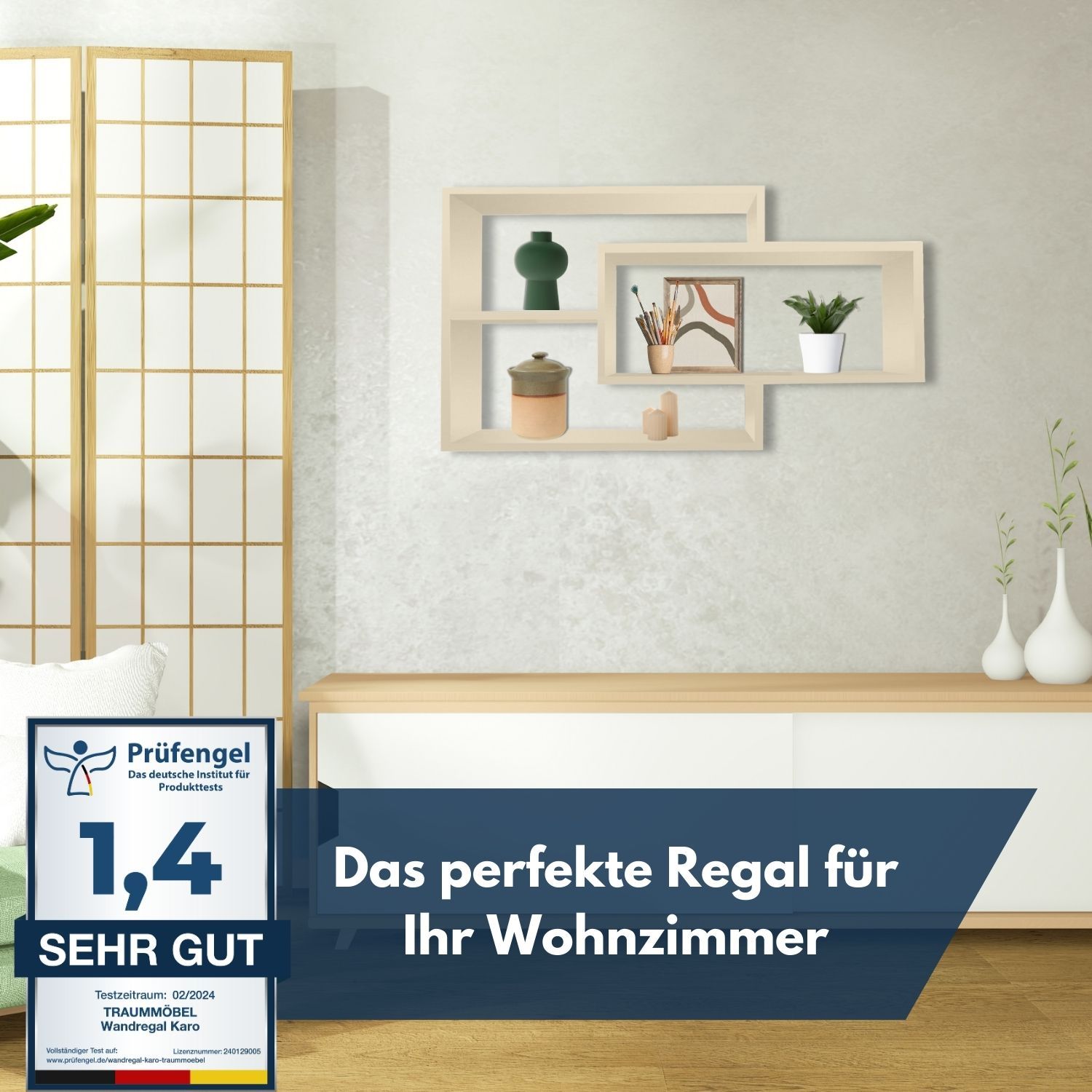 Wandregal Karo Schweberegal aus Holz