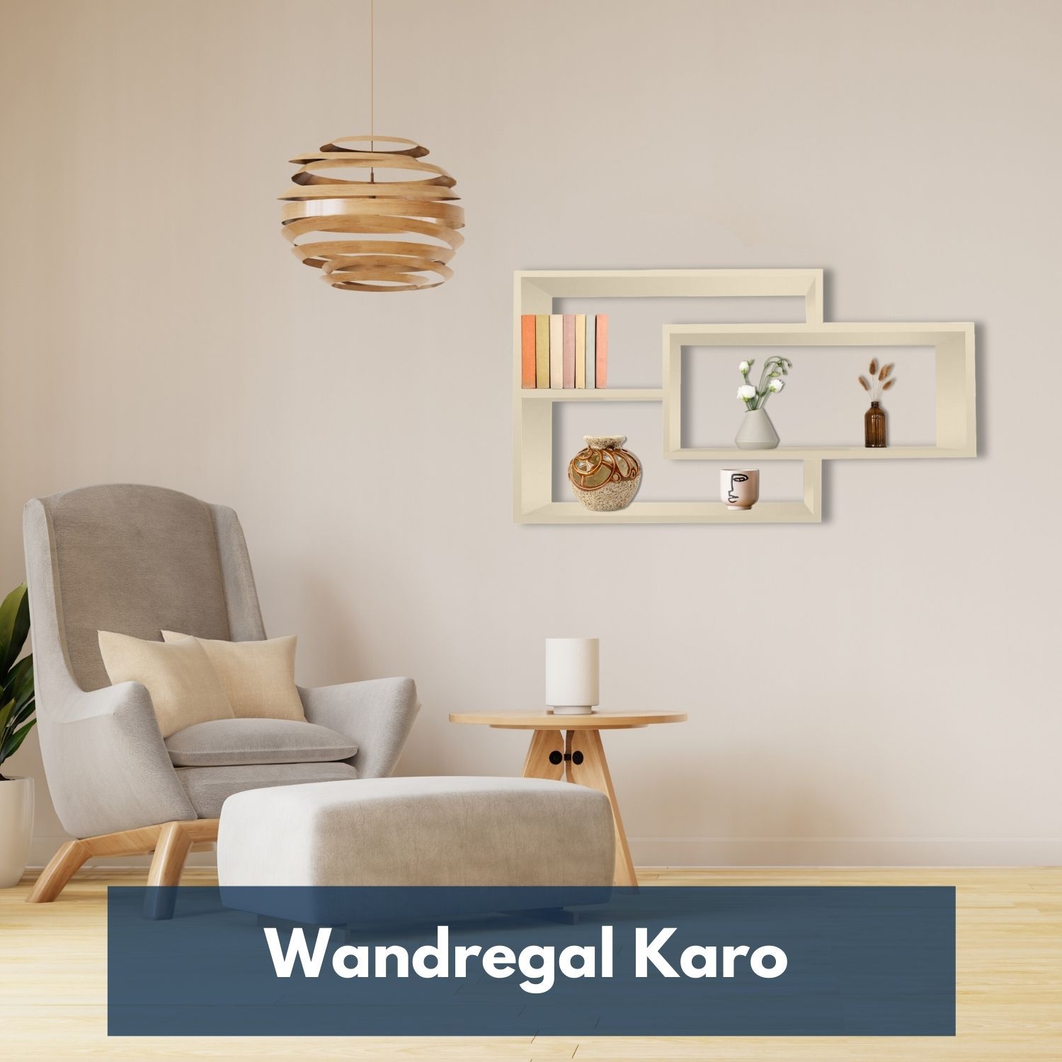 Wandregal Karo Schweberegal aus Holz