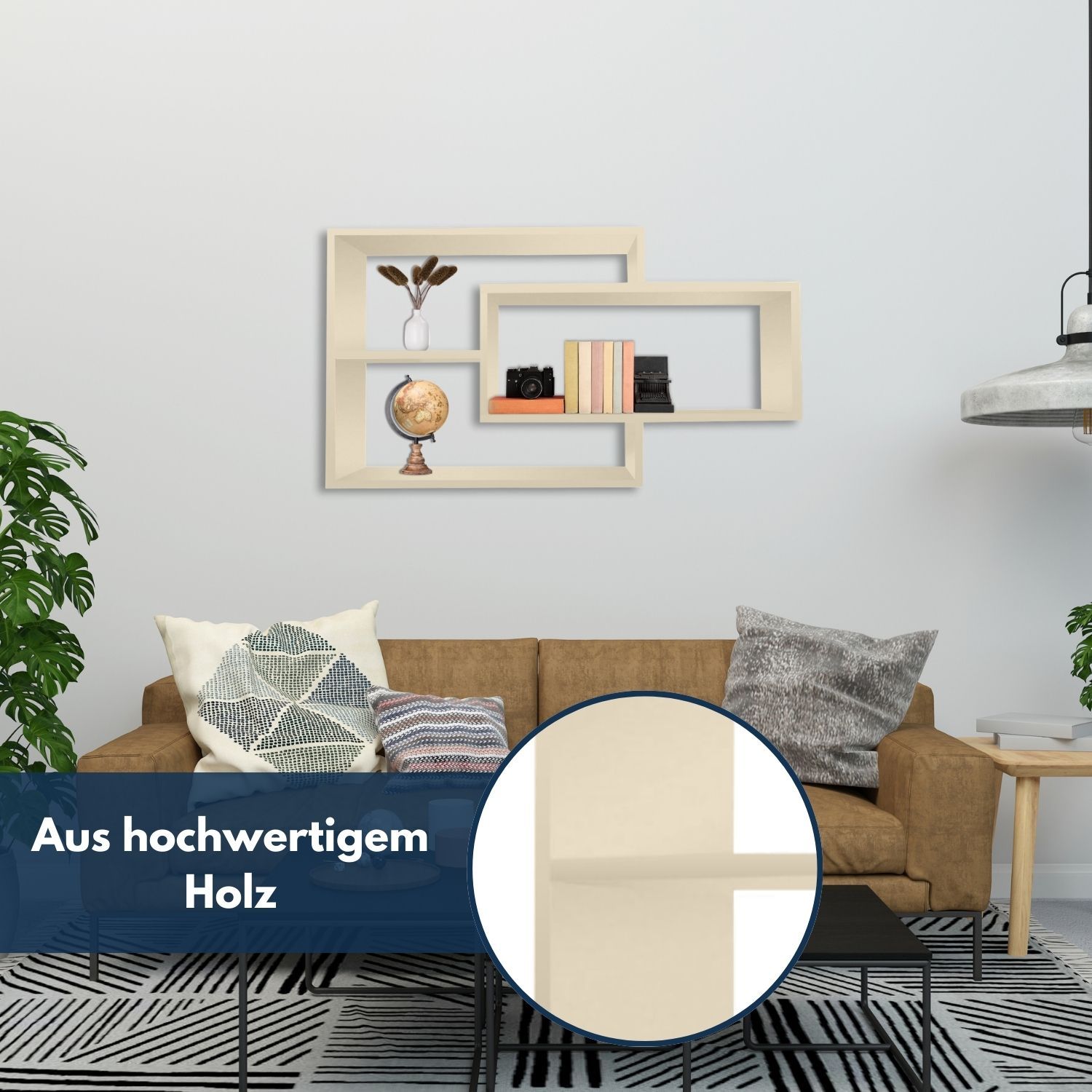 Wandregal Karo Schweberegal aus Holz