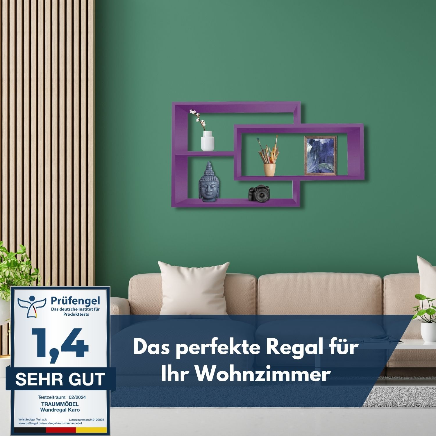 Wandregal Karo Schweberegal aus Holz