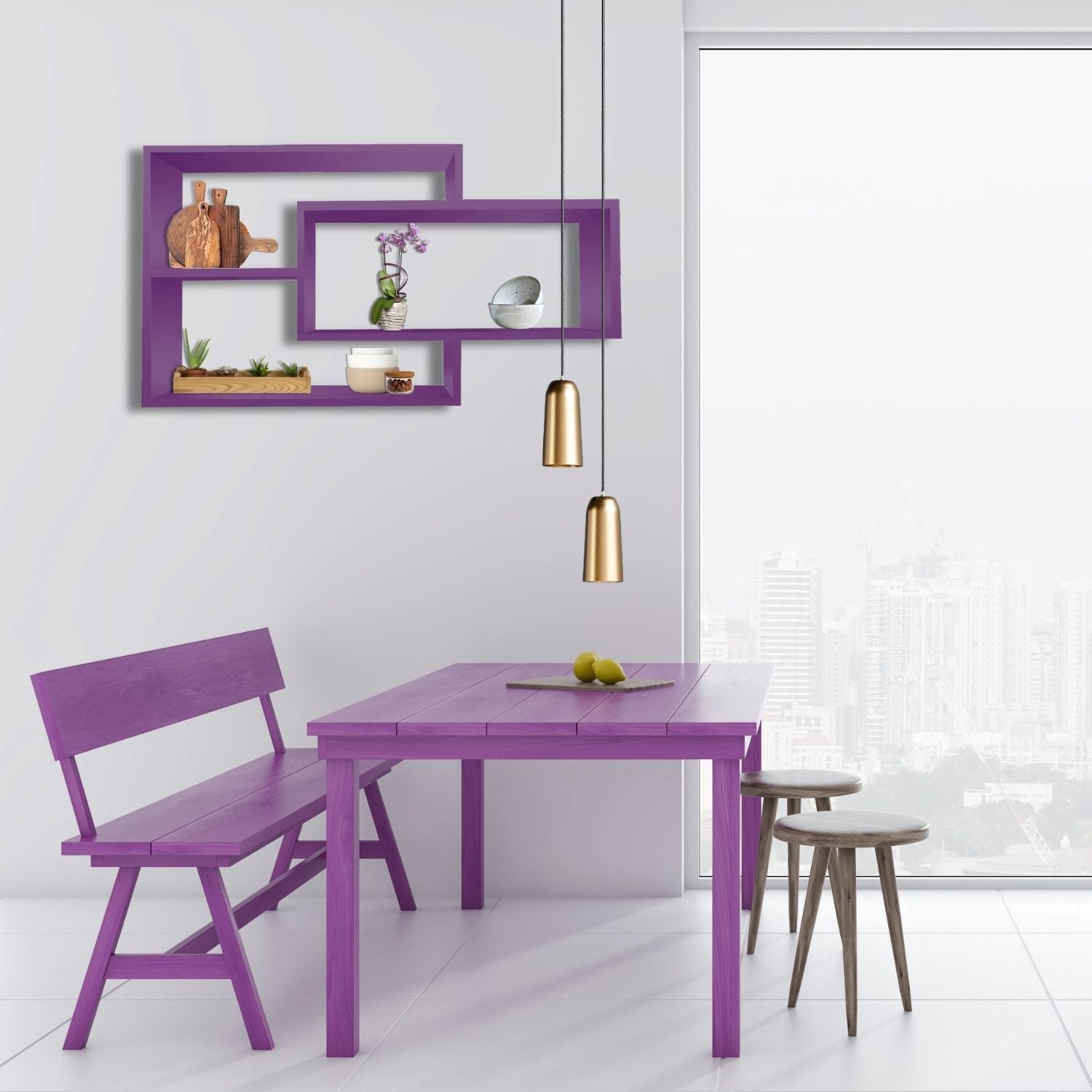 Wandregal Karo Schweberegal aus Holz