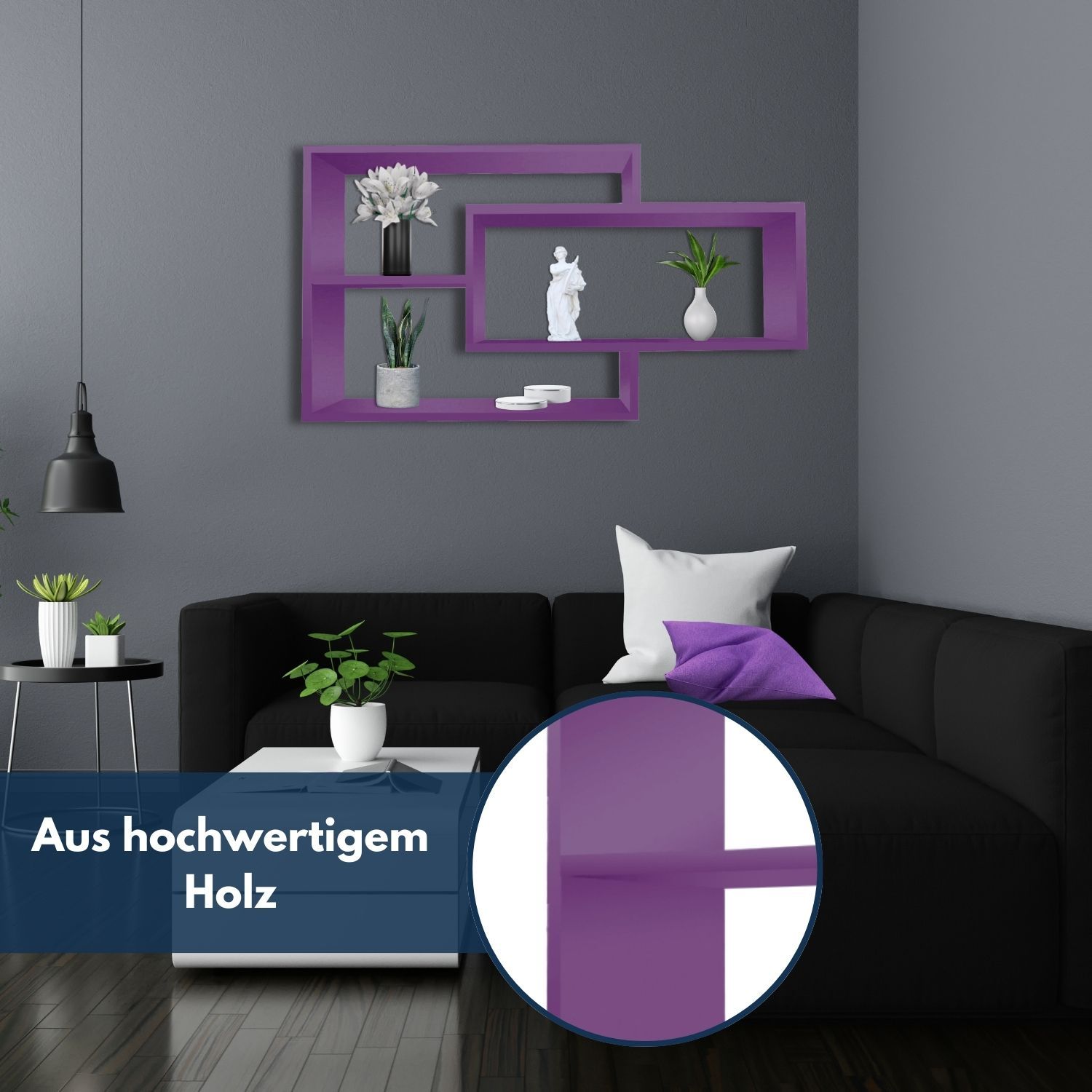 Wandregal Karo Schweberegal aus Holz