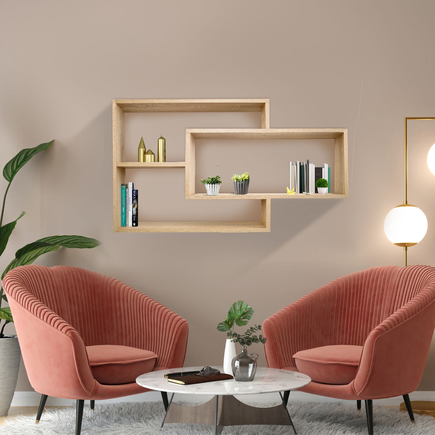 Wandregal Karo Schweberegal aus Holz