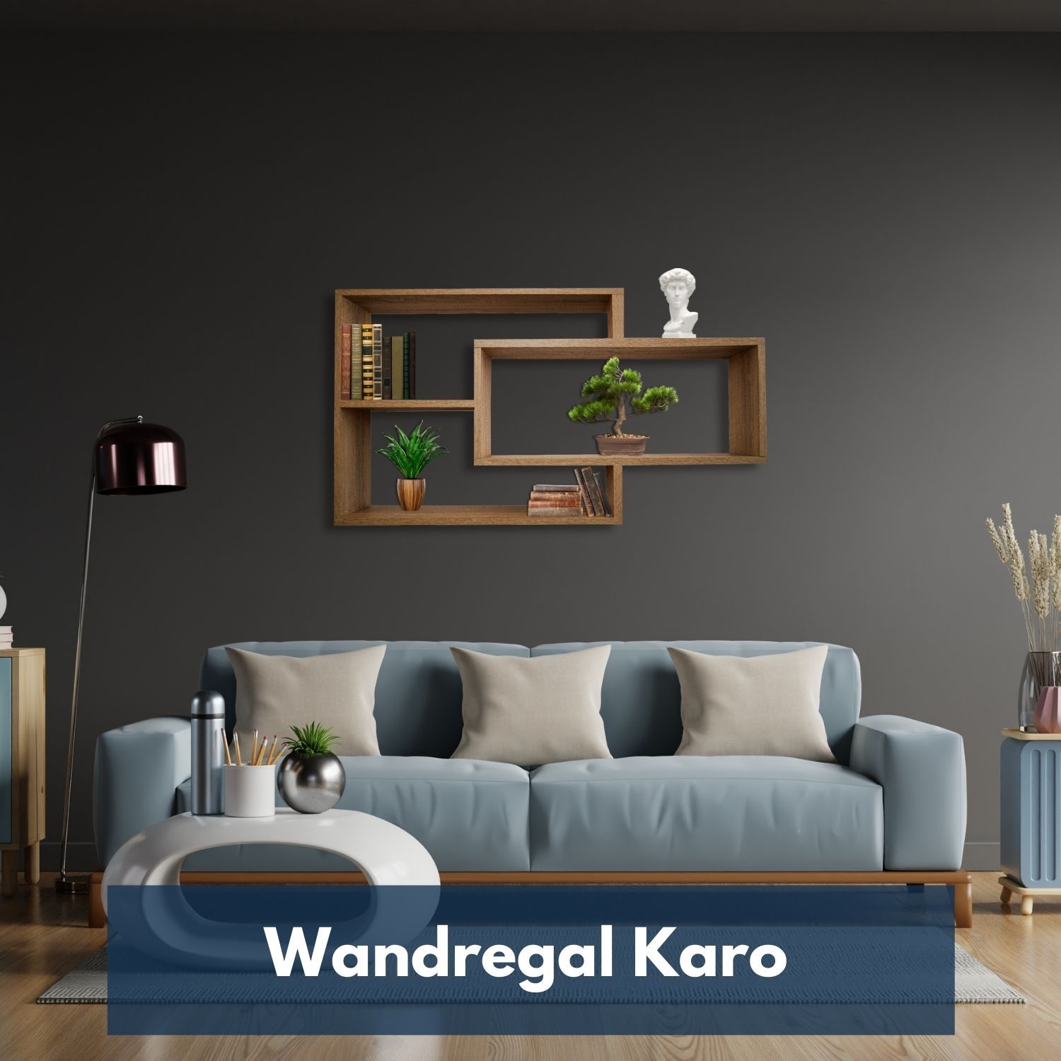 Wandregal Karo Schweberegal aus Holz