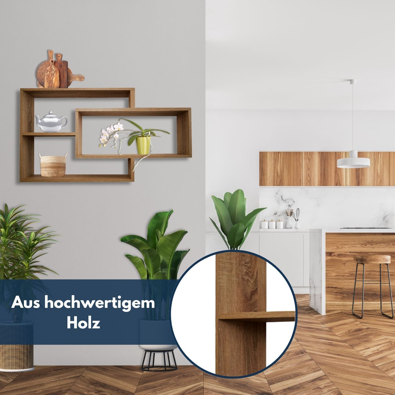 Wandregal Karo Schweberegal aus Holz