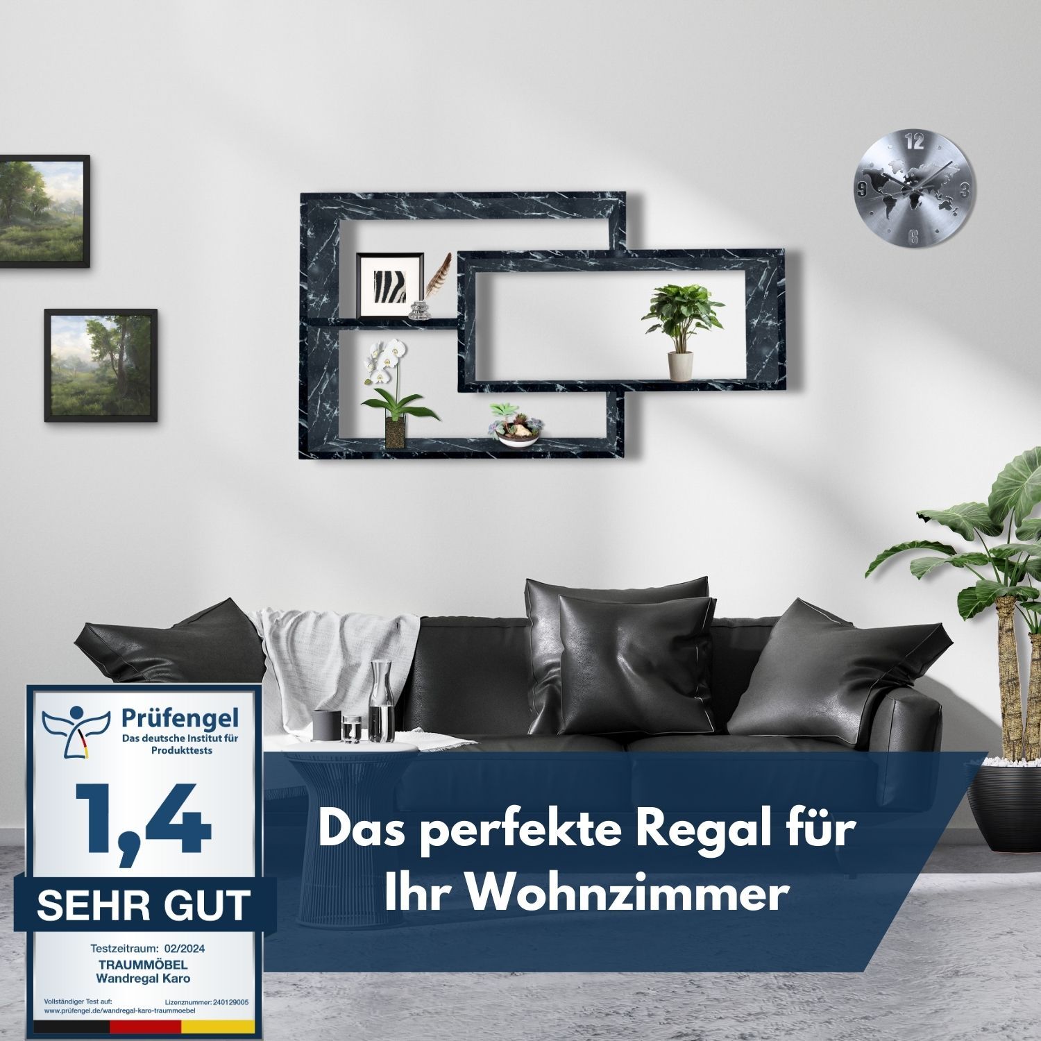 Wandregal Karo Schweberegal aus Holz