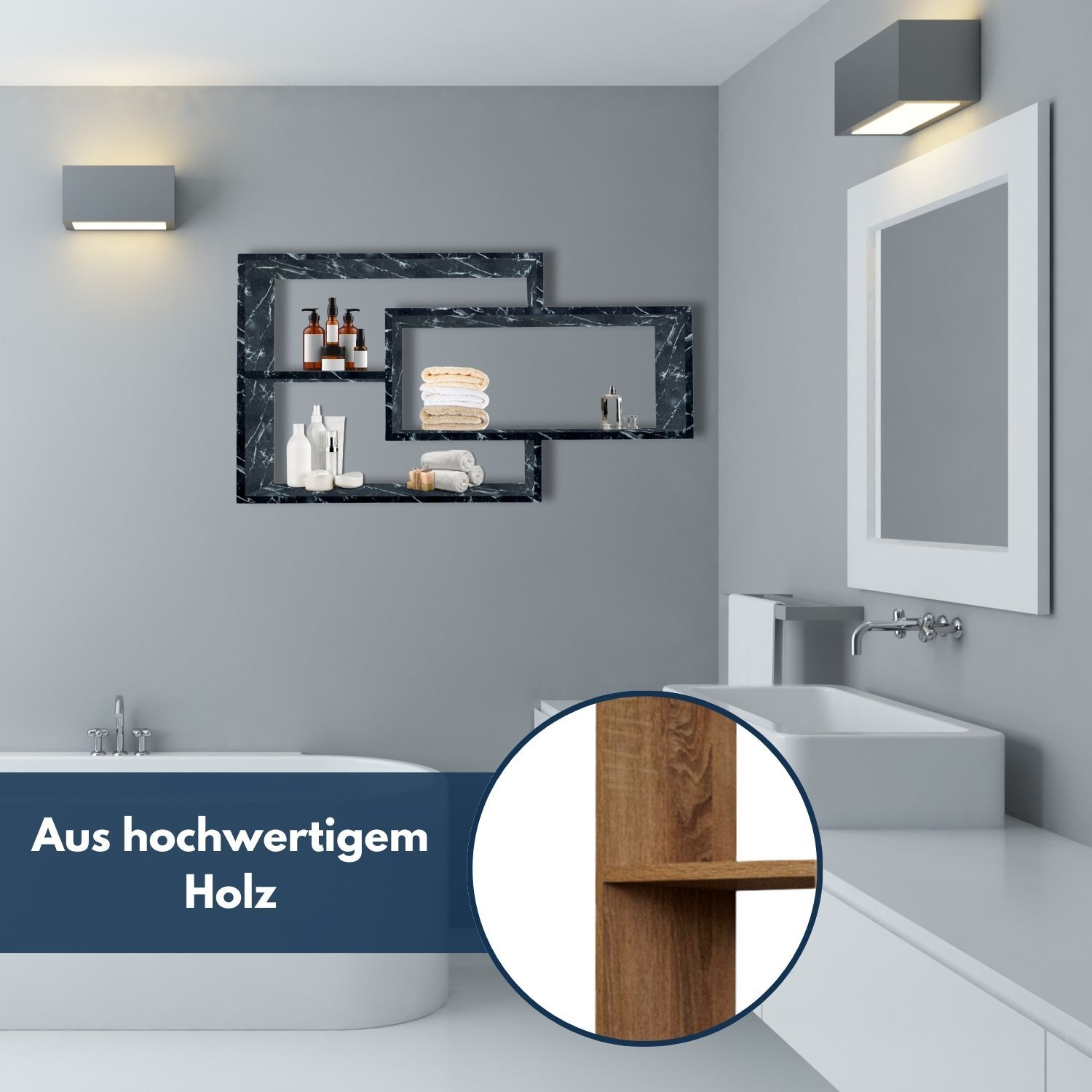 Wandregal Karo Schweberegal aus Holz