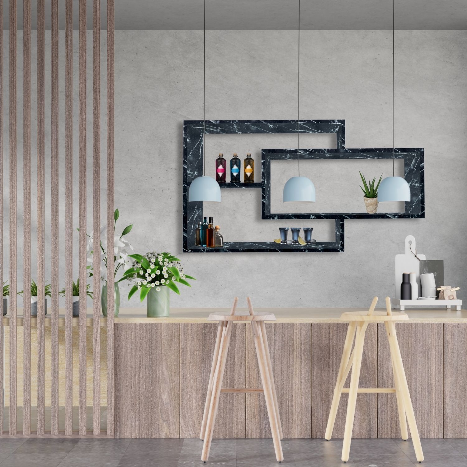 Wandregal Karo Schweberegal aus Holz