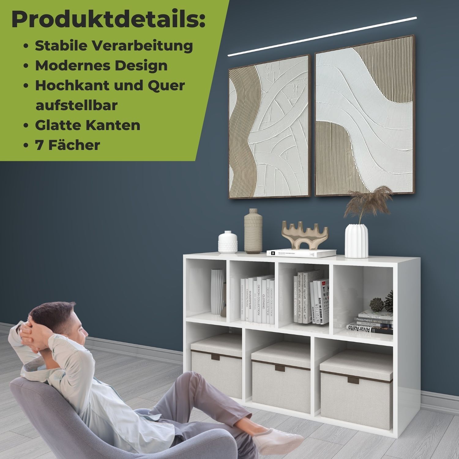 Bücherregal Twin in der Farbe Weiß mit Produktdetails