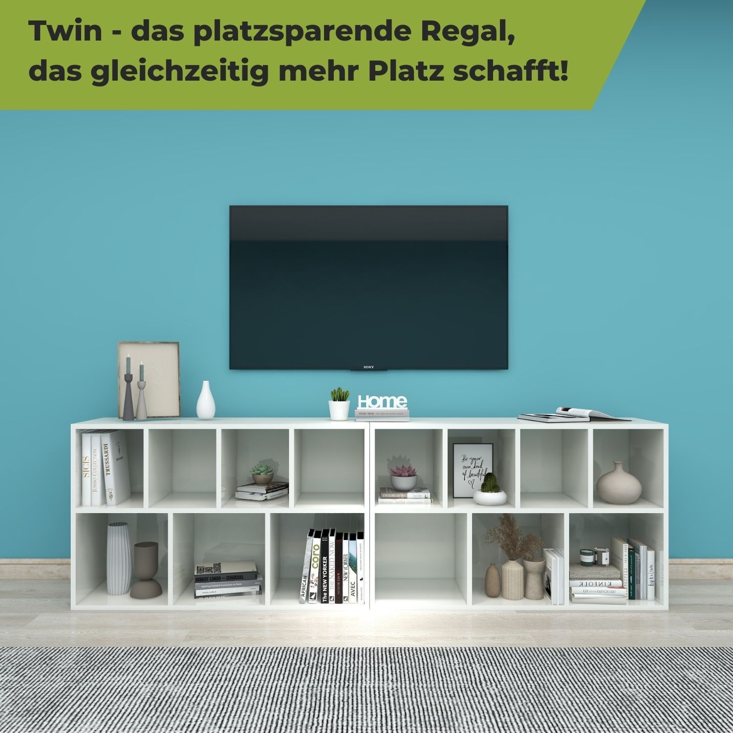Bücherregal Twin in der Farbe Weiß in 2er Kombination