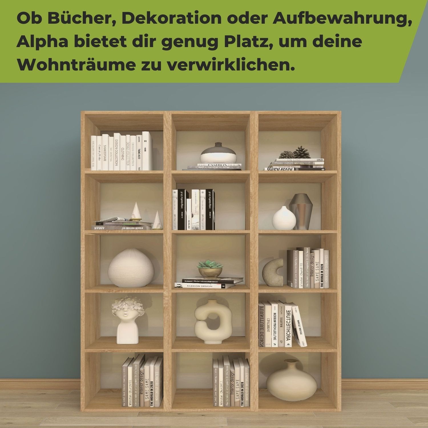 Standregal Alpha 135 in der Farbe Natur in 3er Kombination