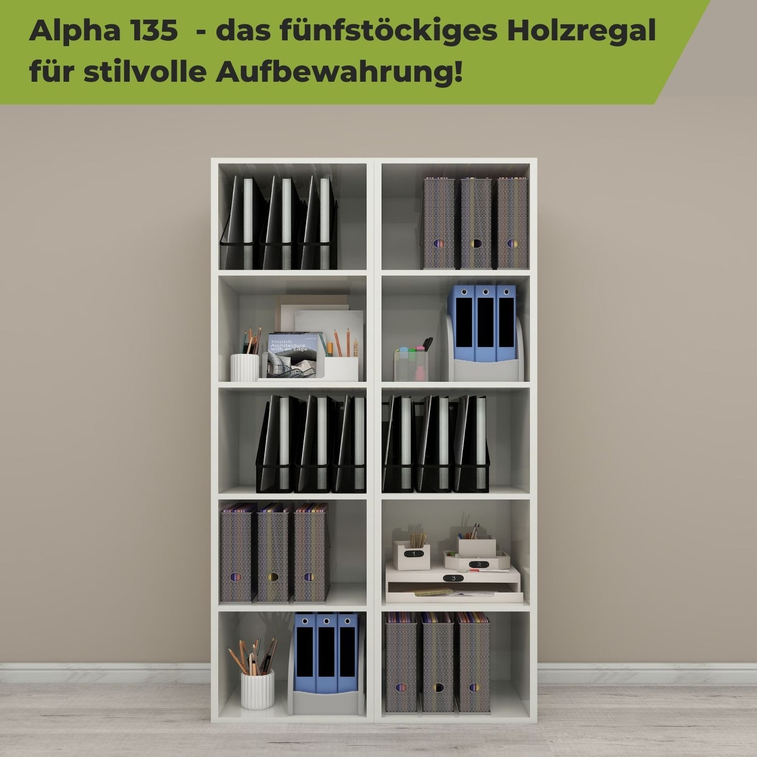 Standregal Alpha 135 in der Farbe Weiß in 2er Kombination