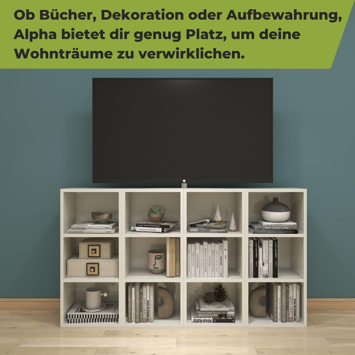 Standregal Alpha 80 in der Farbe Weiß in 4er Kombination
