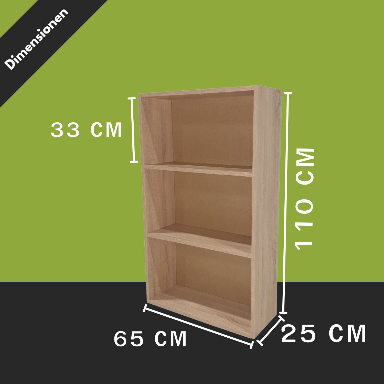 Aktenregal Delta-3 in der Farbe Natur mit Maßangaben