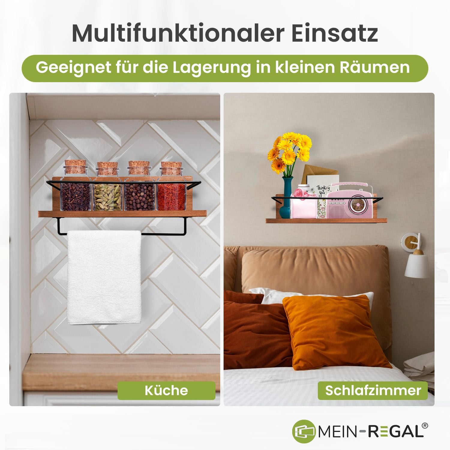 Mein-Regal Wandregal Kim Set 2 Stk. Echtholz