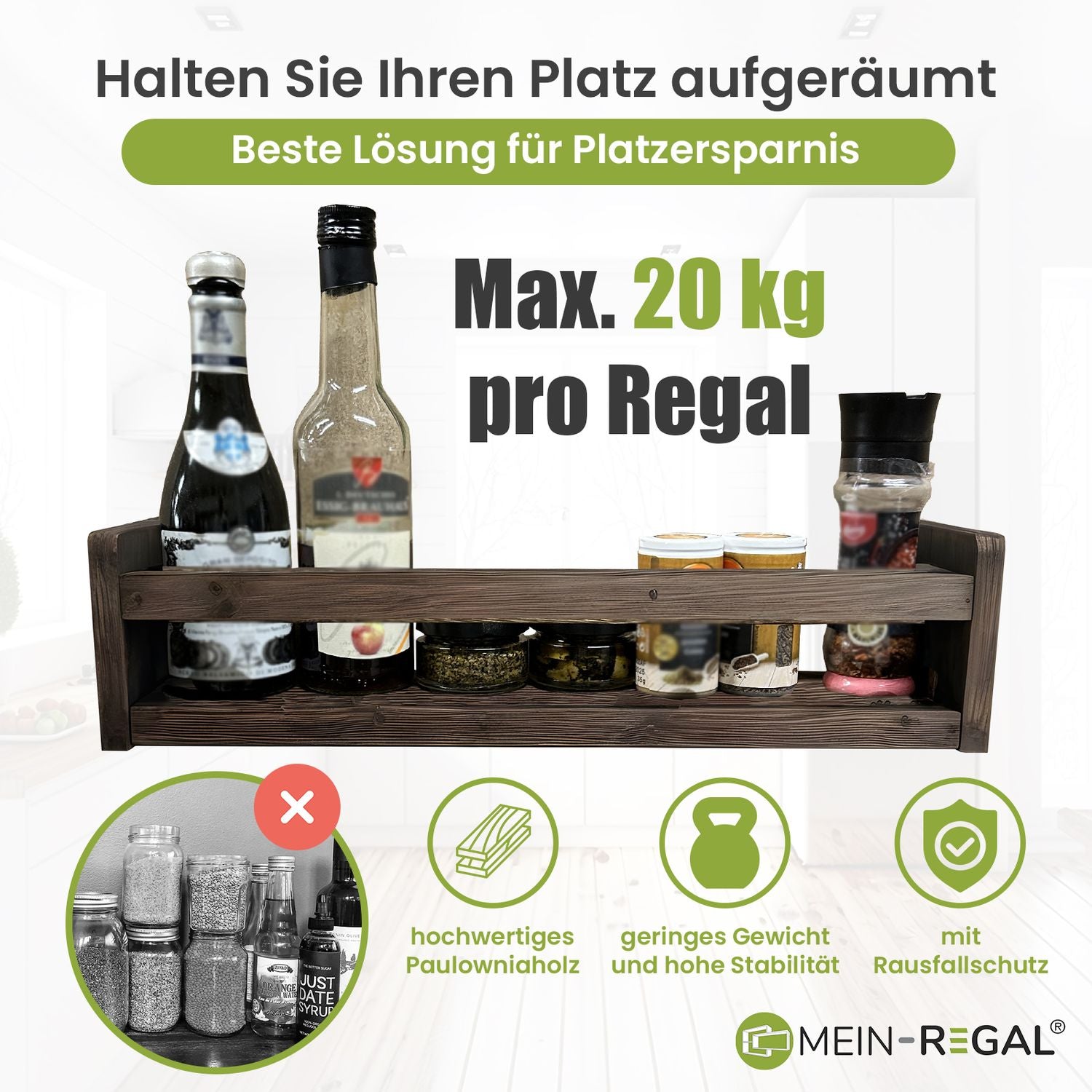 Mein-Regal Wandregal Alma Rustikal Set 2 Stk. aus Holz
