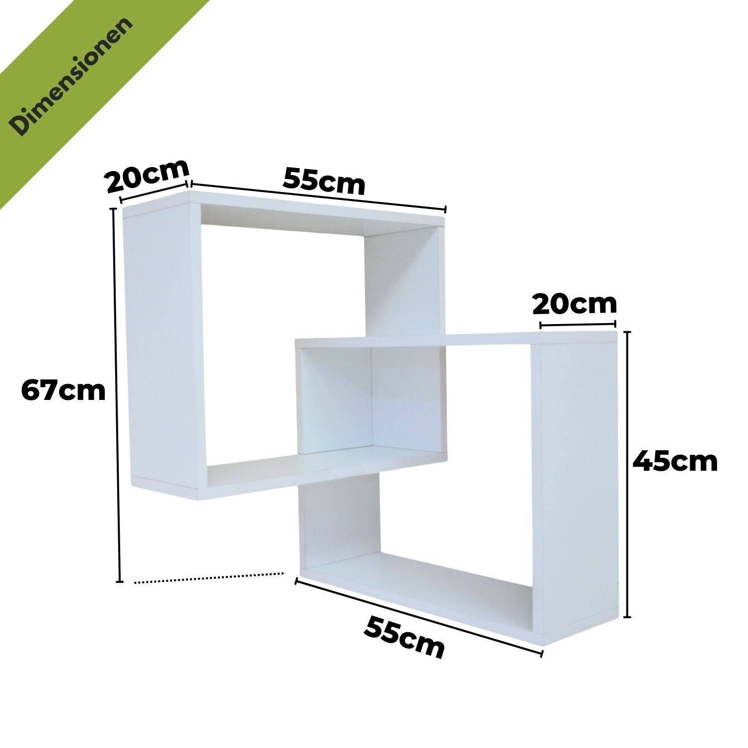 Mein-Regal Wandregal Quadra Eckregal aus Holz MDF, Wandeckregal