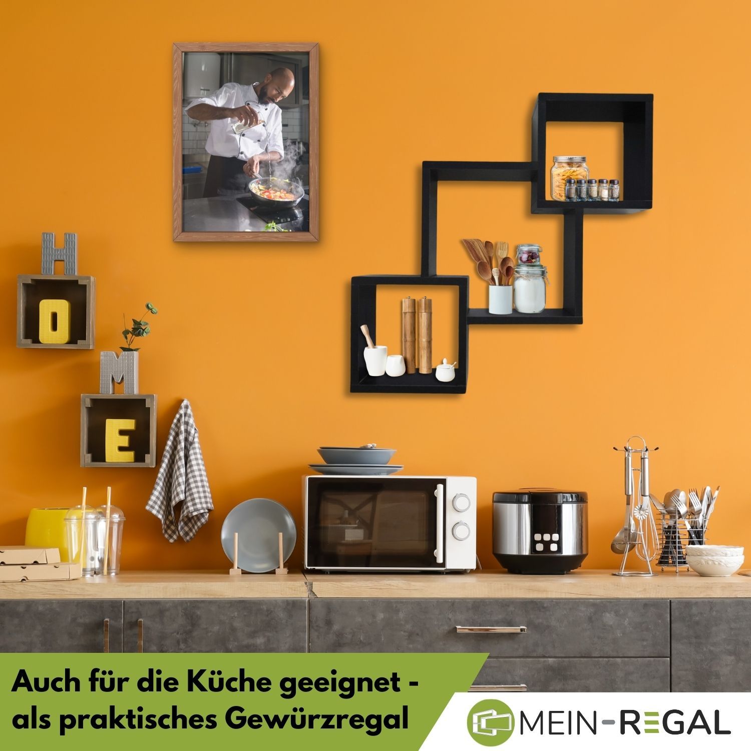 Mein-Regal Wandregal Connect aus Holz MDF, 3 Fächer vertikal versetzt
