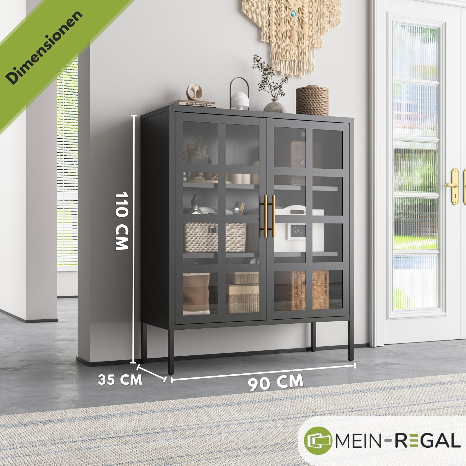 Mein-Regal Highboard Glasgow mit Glastüren