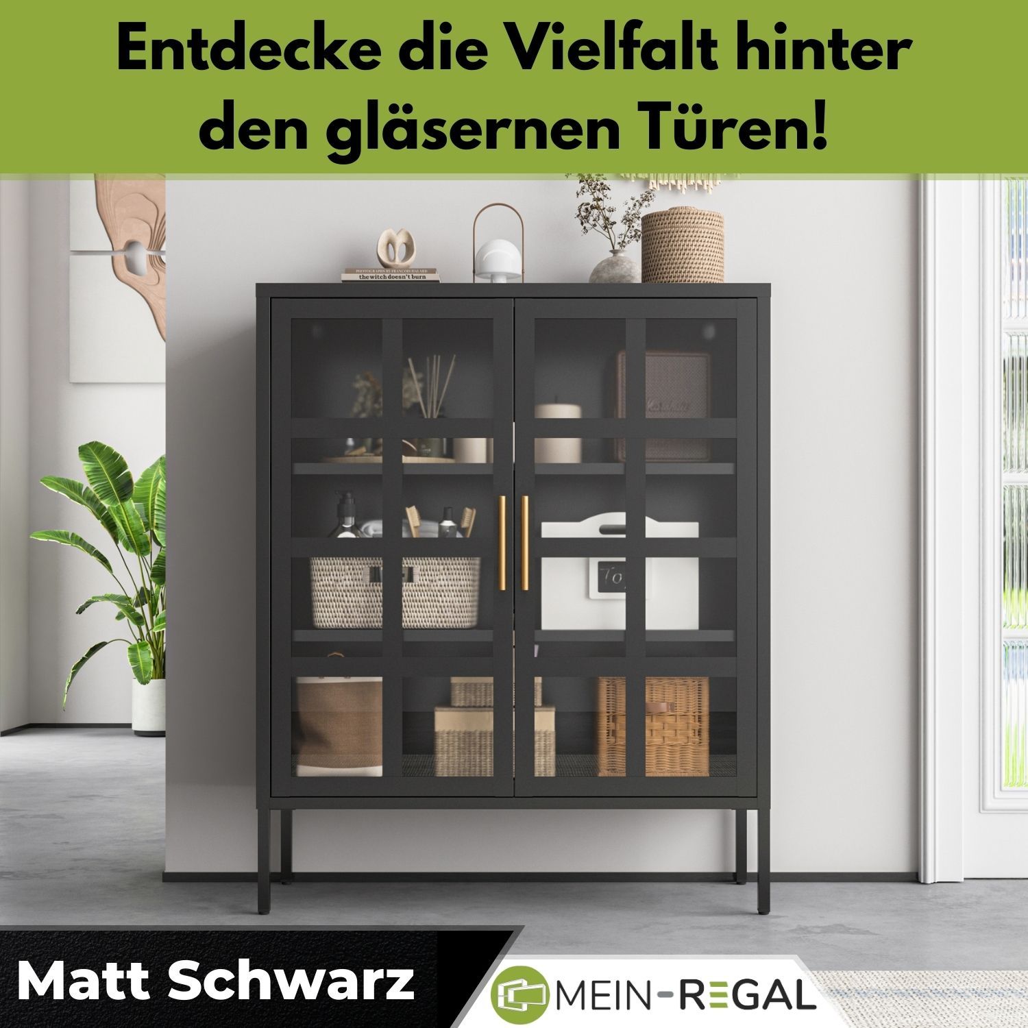 Mein-Regal Highboard Glasgow mit Glastüren