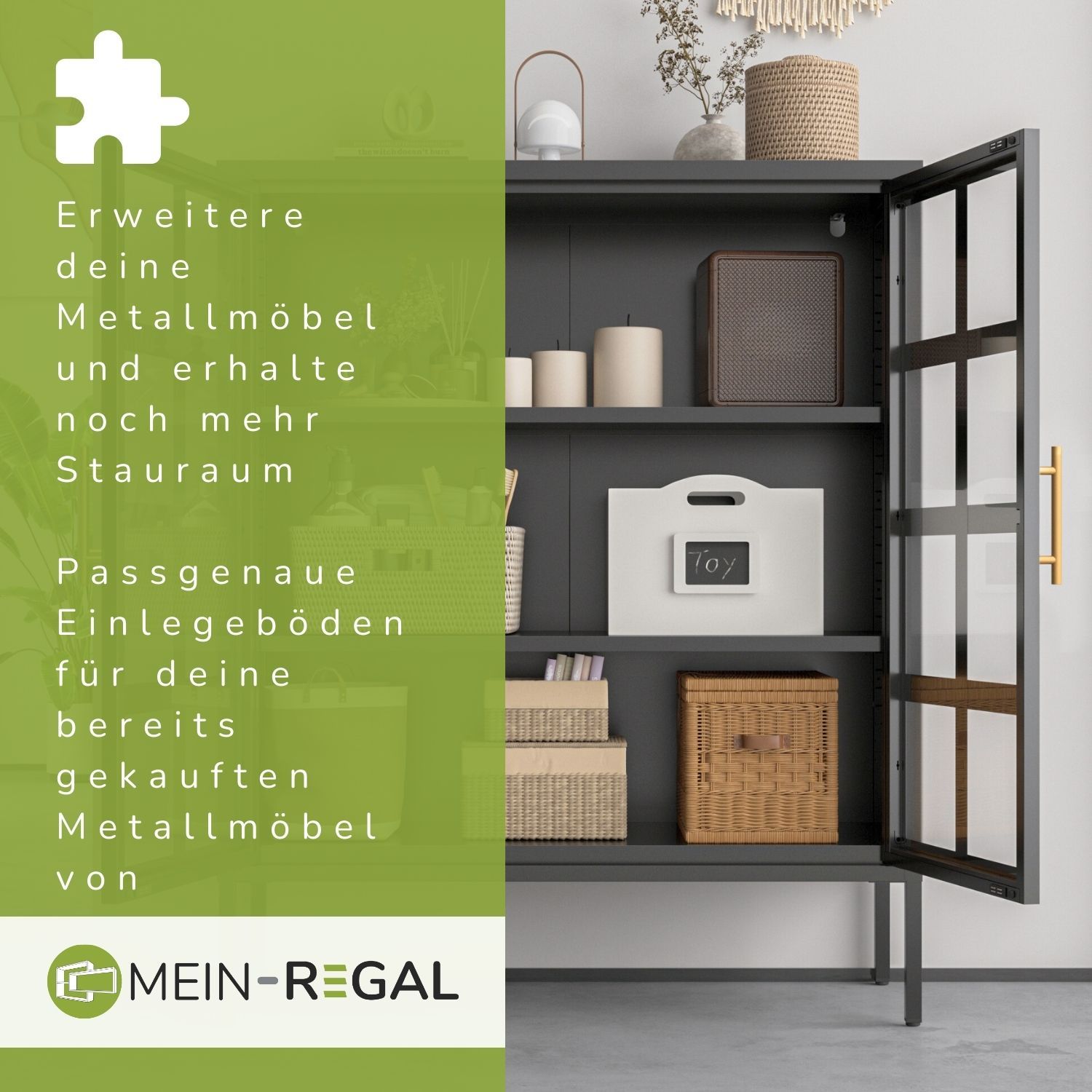 Einlegeboden Schwarz für bestimmte Vitrinen, Highboards & Kommoden