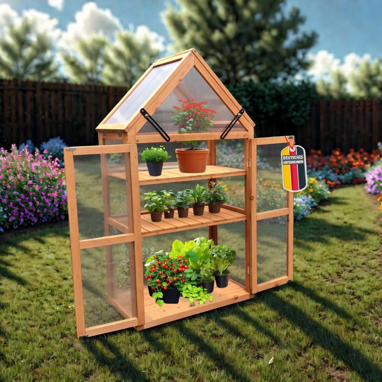 Coemo Gewächshaus Jan mit aufklappbaren Türen und Dach