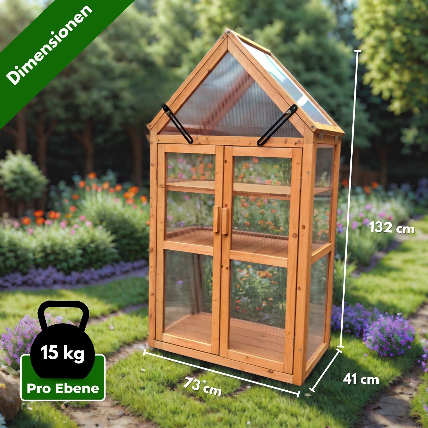 Coemo Gewächshaus Jan mit aufklappbaren Türen und Dach