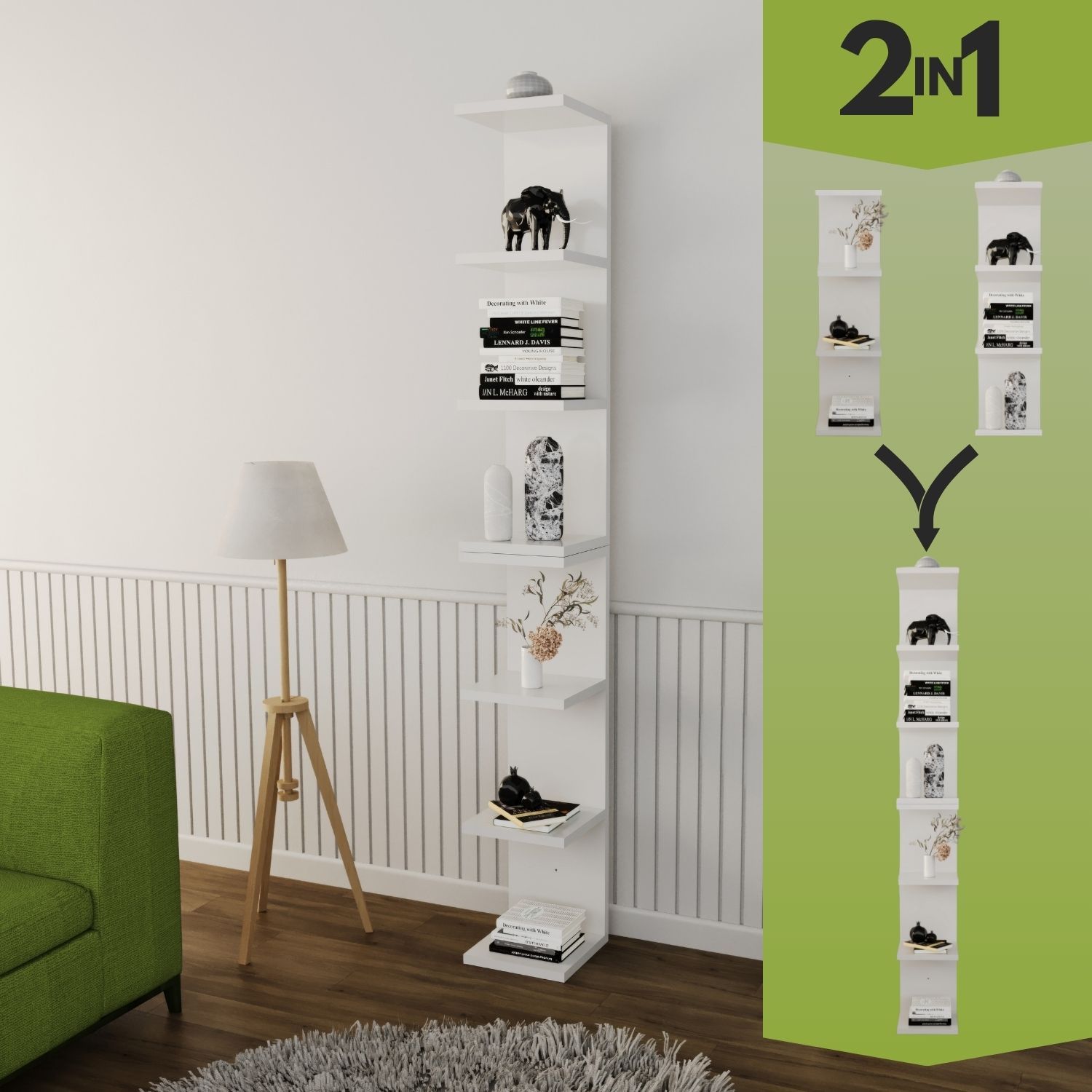 Mein-Regal Regal Diva freistehendes 6-stöckiges schmales Regal modernes Design