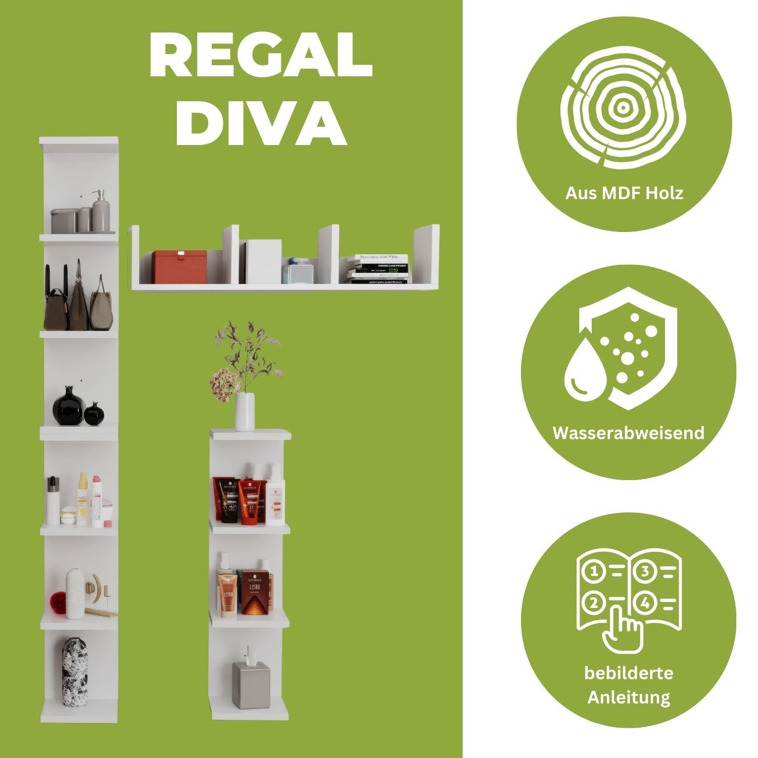 Mein-Regal Regal Diva freistehendes 6-stöckiges schmales Regal modernes Design