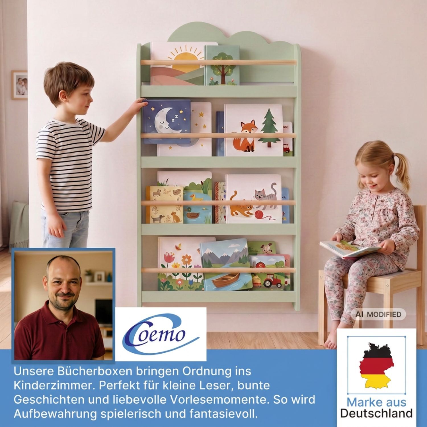 Coemo Bücher Wandregal Rony Bücherregal Holz