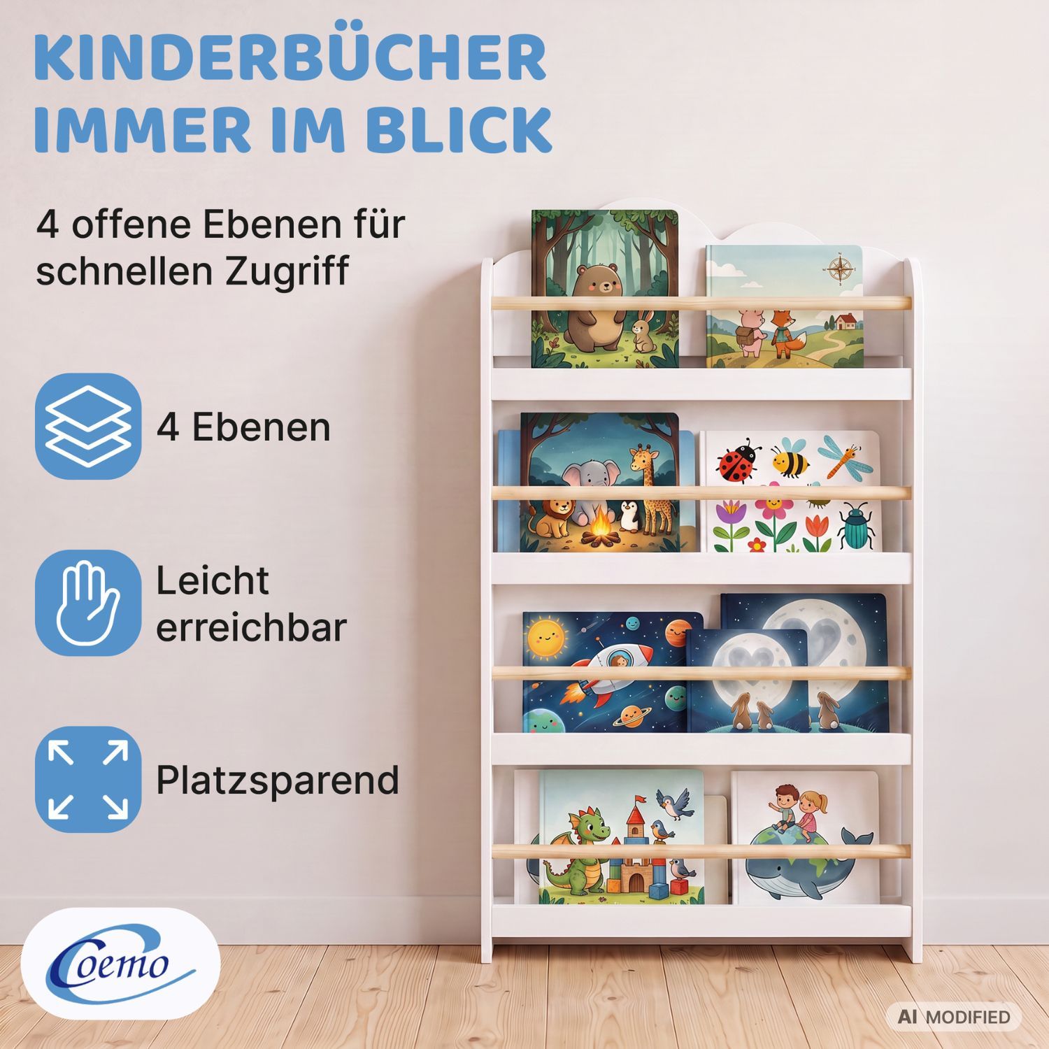 Coemo Bücher Wandregal Rony Bücherregal Holz