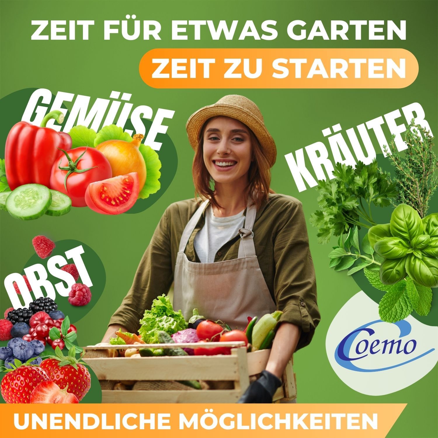 Coemo Hochbeet Kräuterbeet Holz mit Pflanzfolie