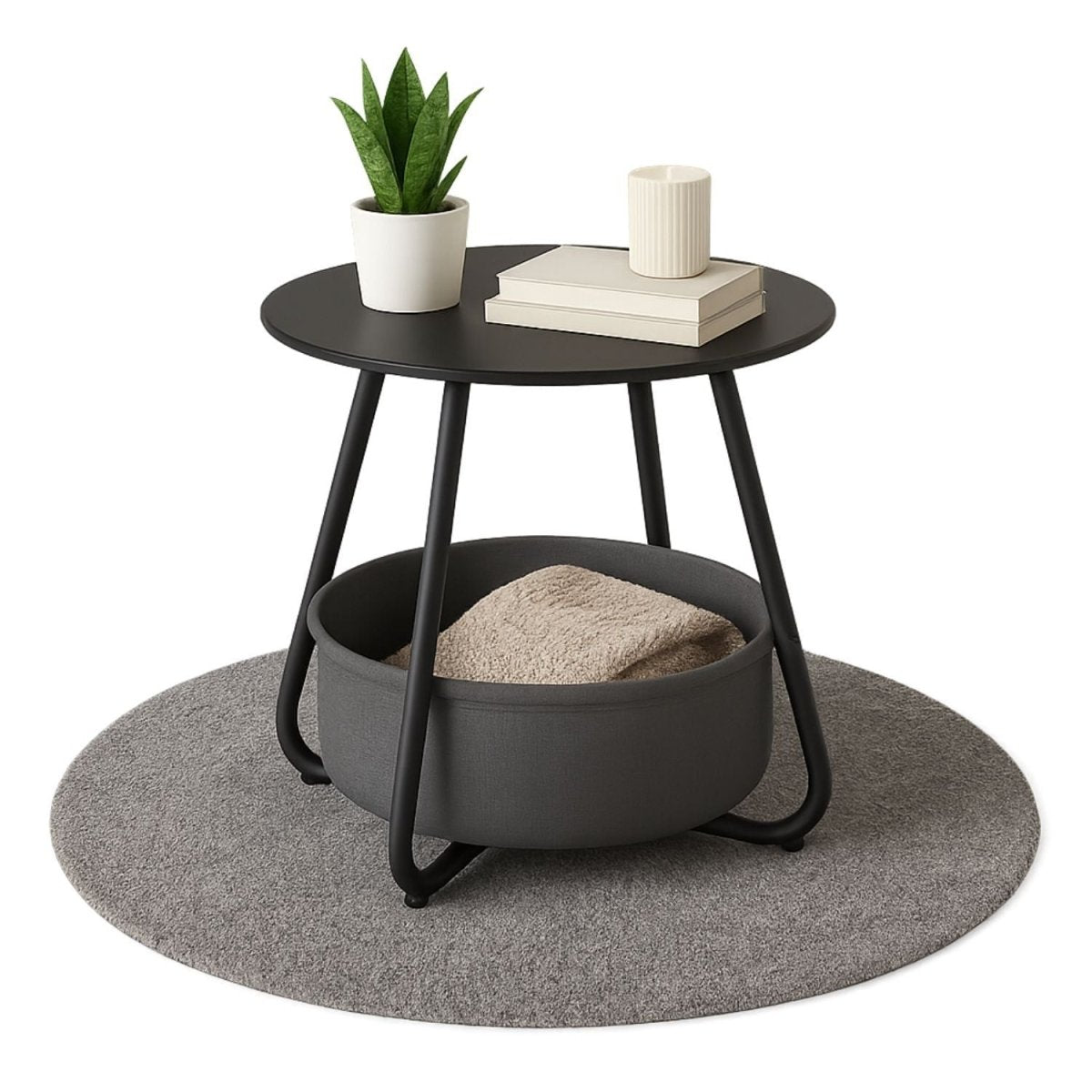 B - Ware Beistelltisch Kosi mit Canvas Korb - Metallgestell mit Stoffkorb - Mein - Regal.de