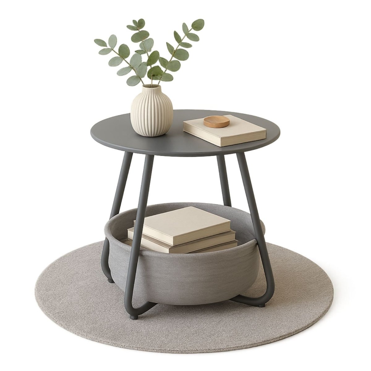 B - Ware Beistelltisch Kosi mit Canvas Korb - Metallgestell mit Stoffkorb - Mein - Regal.de