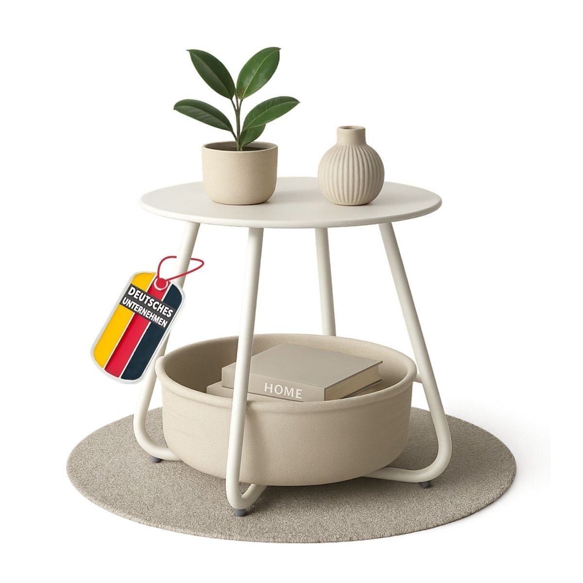 Coemo Beistelltisch Kosi mit Canvas Korb - Metallgestell mit Stoffkorb - Mein - Regal.de