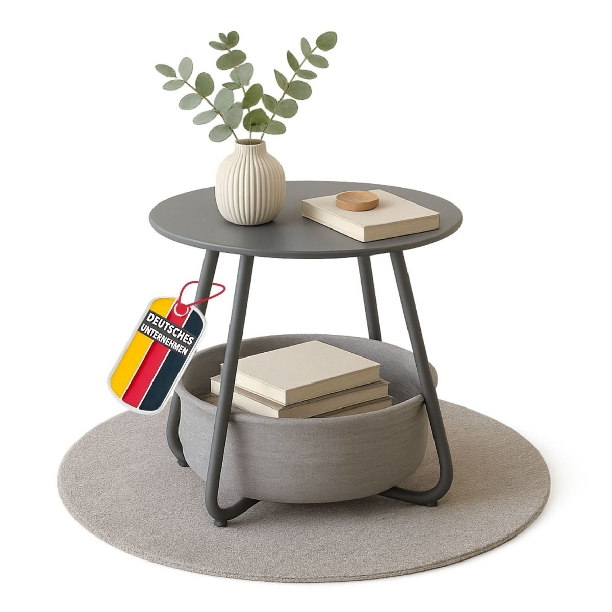 Coemo Beistelltisch Kosi mit Canvas Korb - Metallgestell mit Stoffkorb - Mein - Regal.de
