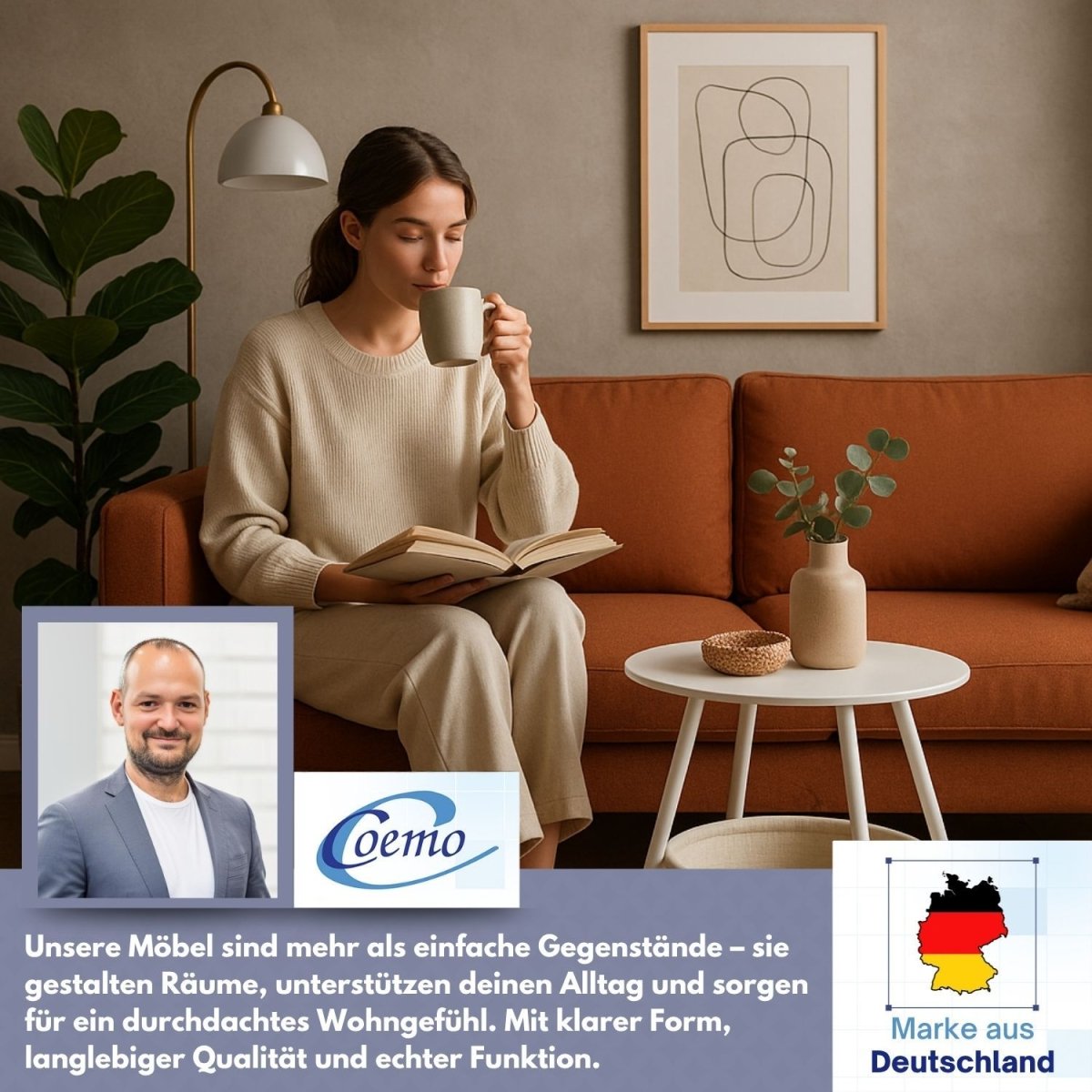 Coemo Beistelltisch Kosi mit Canvas Korb - Metallgestell mit Stoffkorb - Mein - Regal.de