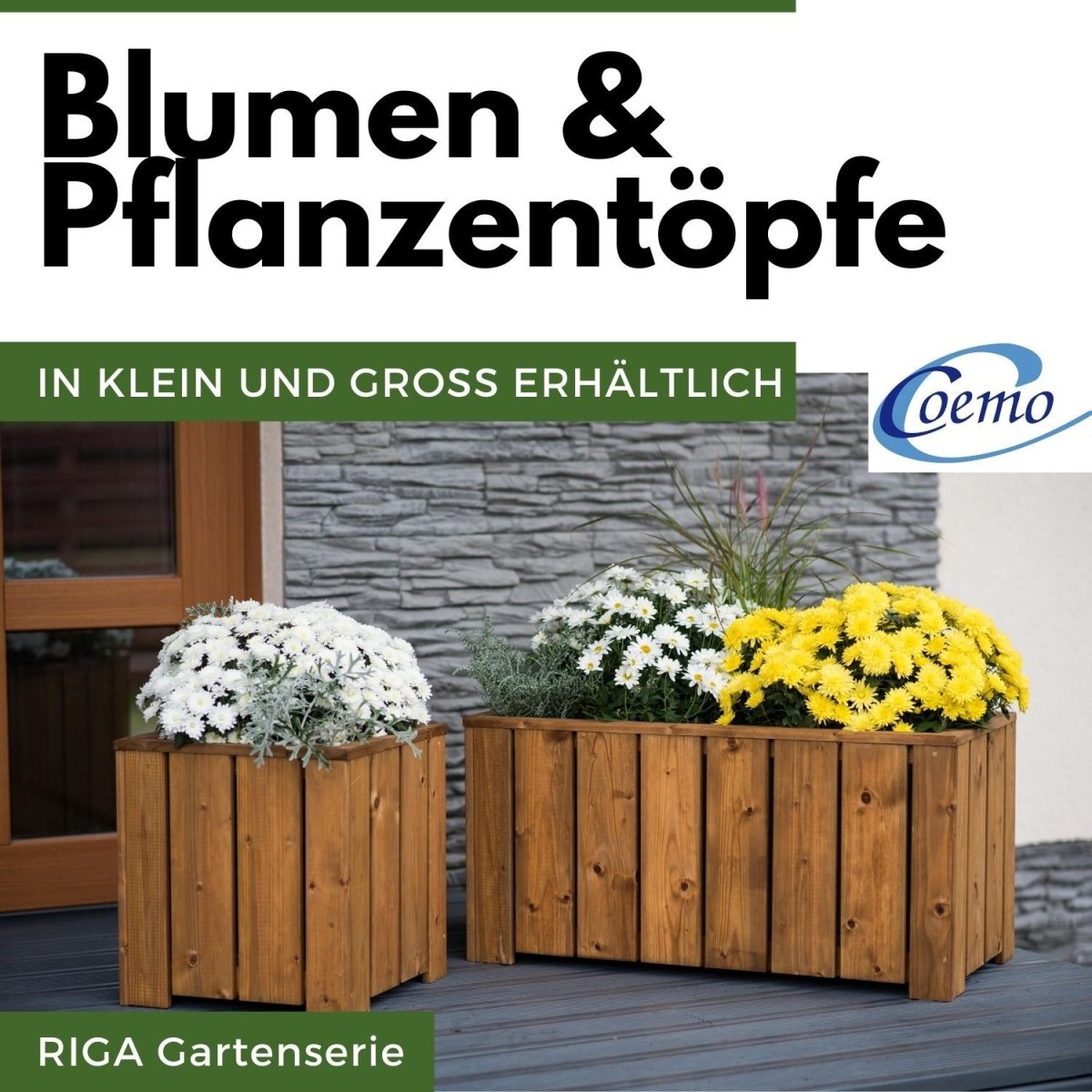 Coemo Blumenkasten Riga groß Holz Kräuterbeet Pflanzkübel - Mein-Regal.de
