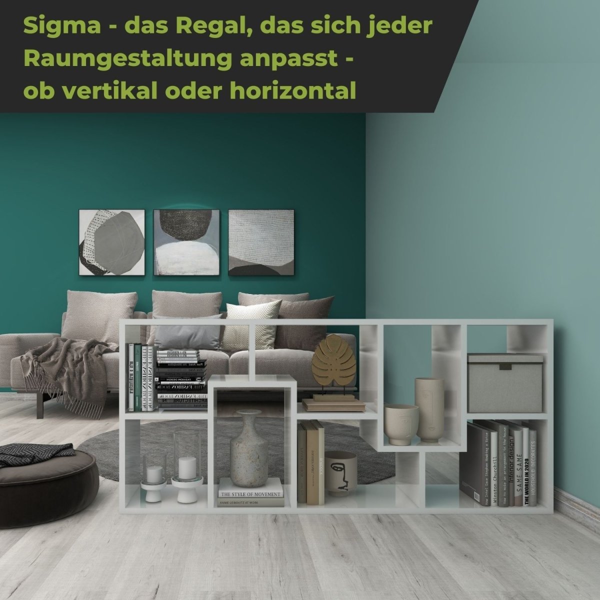 Coemo Bücherregal Sigma 8 versetzte Fächer, modernes Design - Mein - Regal.de