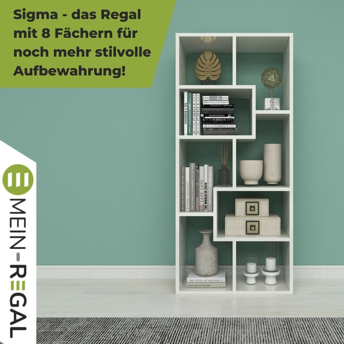 Coemo Bücherregal Sigma 8 versetzte Fächer, modernes Design - Mein - Regal.de