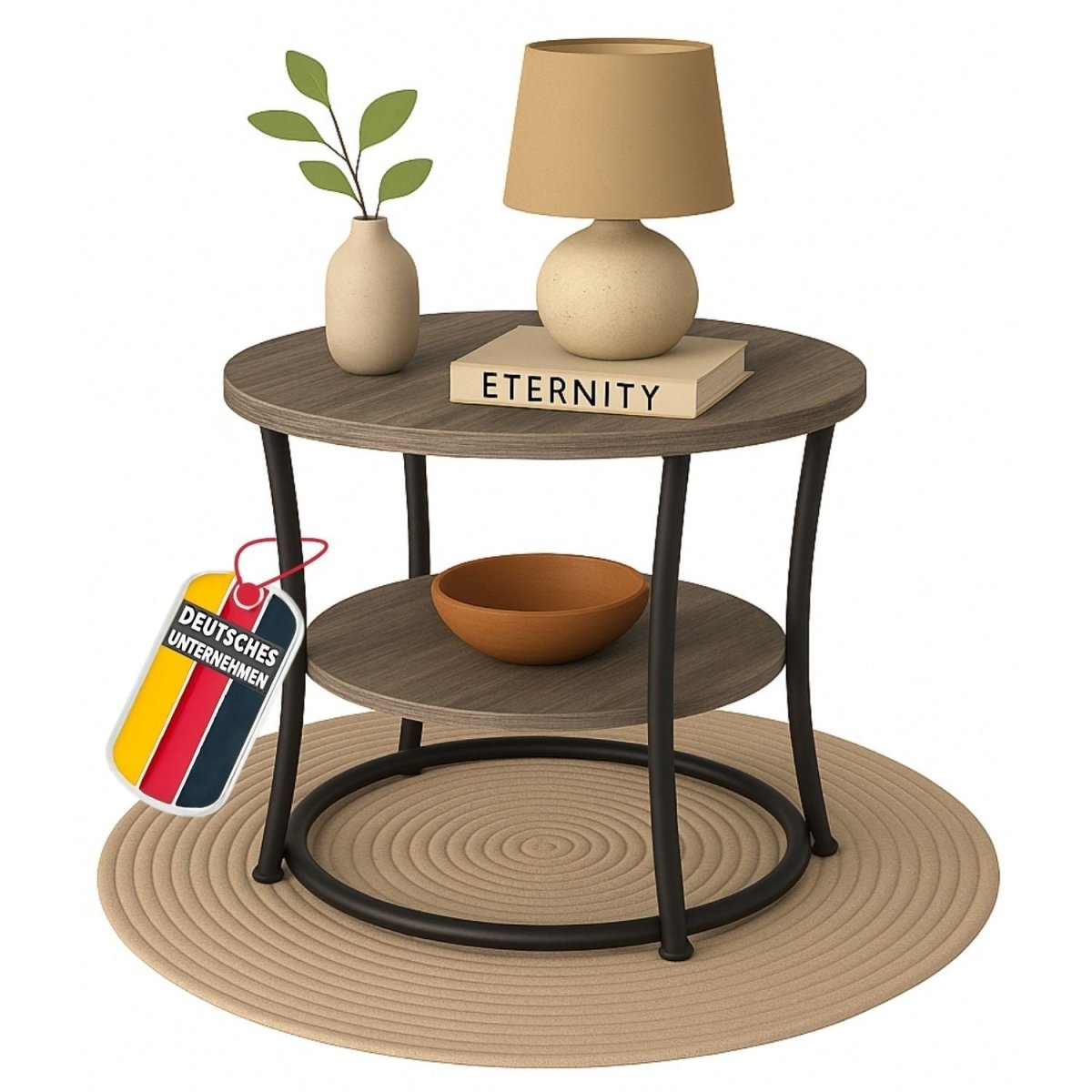 Coemo Couchtisch Tamy 2 Ebenen - Holz mit Metallrahmen - Ø 55 cm x 55 cm - Mein - Regal.de